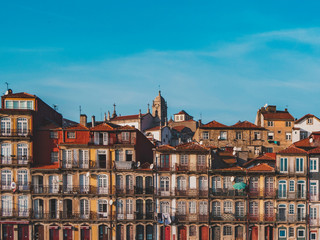 Fototapeta premium Colorful houses of Ribeira, in front of the Douro river in Porto, Portugal