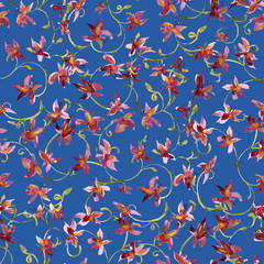 Watercolor seamless pattern. Abstract background with colorful  spring  field