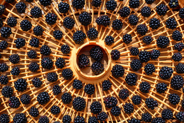 Blackberries prepared for drying. Fresh berries.