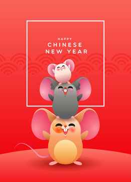 Chinese New Year 2020 Cute Rat Friends Cartoon