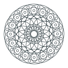 Easy mandala, basic and simple mandalas coloring book for adults, seniors, and beginner. Floral. Flower. Oriental. Book Page. Outline.
