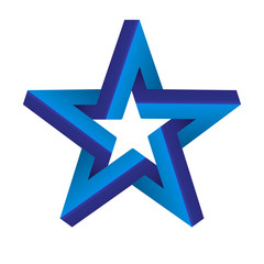 Optical illusion in 3d star in blue shades.