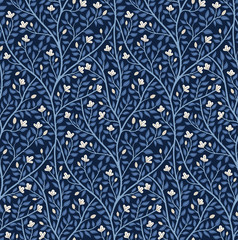 Floral trees intertwined branches with flowers and leaves