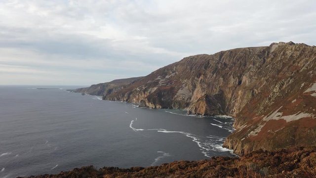 Slieve League Cliffs are among the highest sea cliffs in Europe rising 1972 feet or 601 meters above the Atlantic Ocean - County Donegal, Ireland