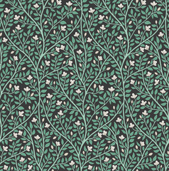 Floral trees intertwined branches with flowers and leaves