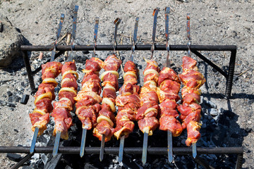 Preparation of shish kebab bbq
