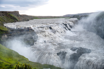 Gullfoss Waterfalls in Iceland on a cloudy day