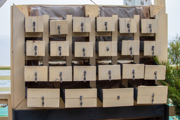 Vintage little boxes in the closet