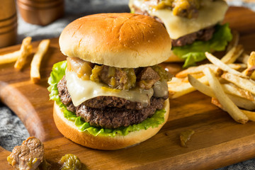 Homemade Colorado Pork Green Chili Hamburger