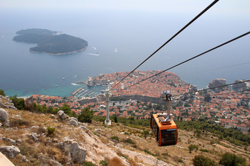 cable car up to the hill will Lokrum in the background