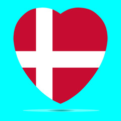 Obraz premium Denmark Flag In Heart Shape Vector illustration. EPS10