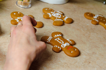 gingerbread man painting on the kitchen table