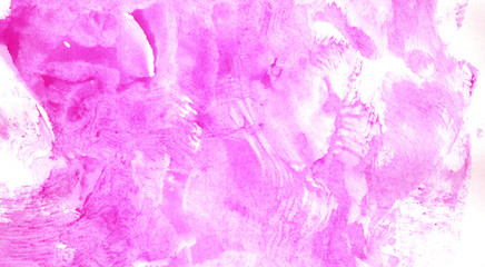 Fototapeta premium Abstract watercolor background hand-drawn on paper. Volumetric smoke elements. Pink color. For design, web, card, text, decoration, surfaces.