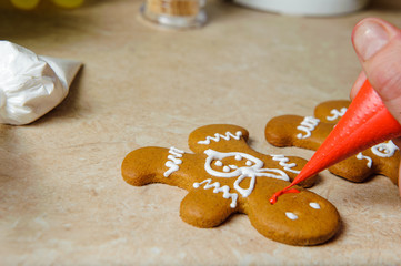 gingerbread man painting on the kitchen table