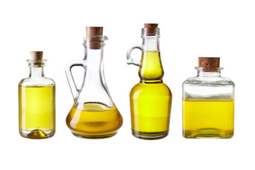 Set of virgin olive oil jars isolated on a white background