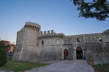 Cityscape with medieval castel at Avezzano in Abruzzo, Italy