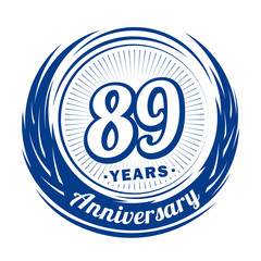 Eighty-nine years anniversary celebration logotype. 89th anniversary logo. Vector and illustration.