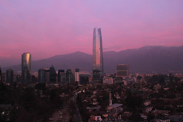 Fototapeta premium Santiago at sunset 