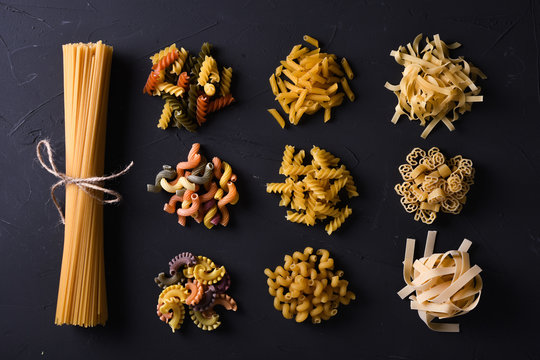  Various pasta. Cooking concept. Top view 