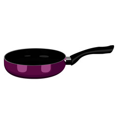 Frying pan purpure realistic vector illustration isolated
