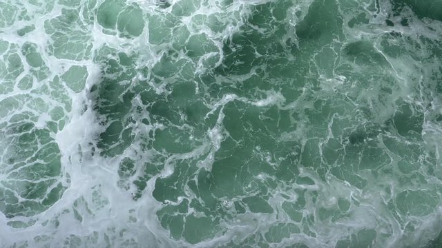 Ocean water bubble and foam made by ferry engine, Aerial, Static