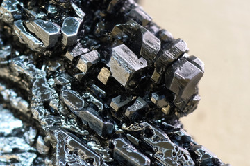 Crystals of iodine, iodine in metal form.