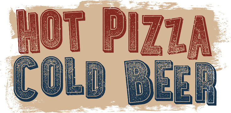 Hot Pizza Cold Beer Restaurant Promotion Sign