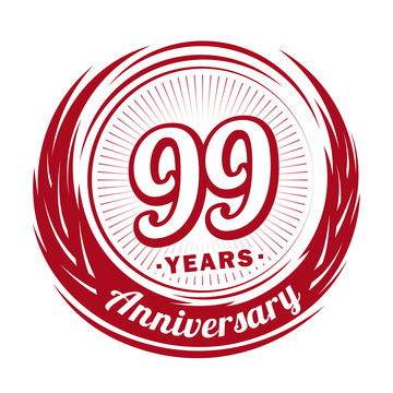 Ninety-nine years anniversary celebration logotype. 99th anniversary logo. Vector and illustration.