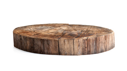round wooden stand stand isoiled on a white background - Powered by Adobe