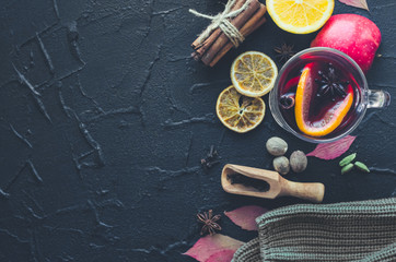 Autumn white mulled wine or gluhwein
