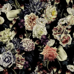 Nahtloses Blumenmuster mit Blumen, Aquarell. Vorlagendesign für Textilien, Interieur, Kleidung, Tapeten. Botanische Kunst © ola-la