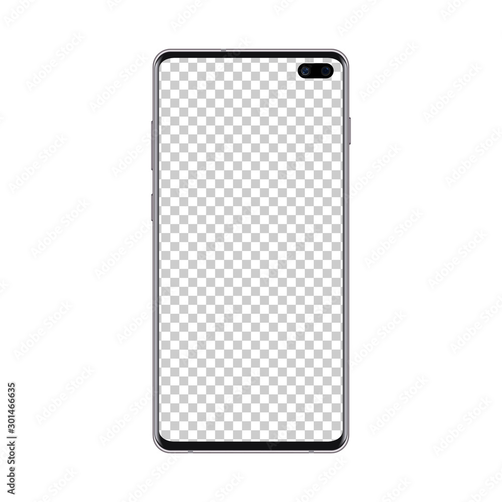 Poster mobile phone mockup black color with transparent blank screen. smart cell phone template for showing