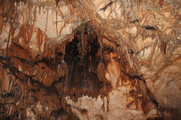 Cave with stalactites and stalagmites in Croatia