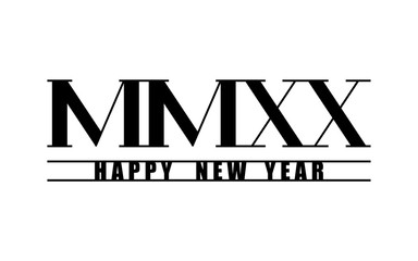 Retro design 2020 happy new year in roman style with roman numbers