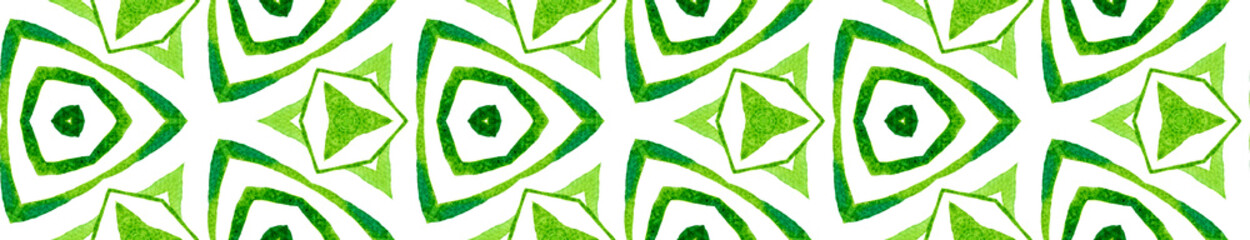 Green kaleidoscope Seamless Border Scroll. Geometr
