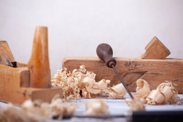 an old carpenter’s tool for woodworking photographed in a mine