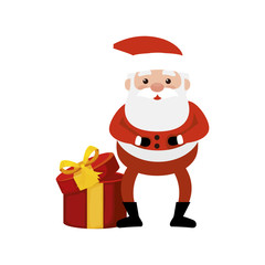 merry christmas santa claus with gift box vector illustration design