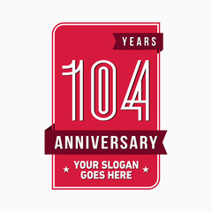 104 years anniversary design template. One hundred and four years celebration logo. Vector and illustration.