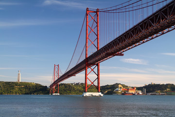 Fototapeta na wymiar Red 25th of April bridge in Lisbon