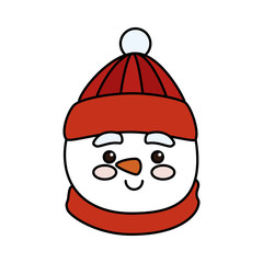 head of snowman character merry christmas vector illustration design