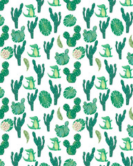 Pattern with cute Croc Dandy and cactus Watercolor animal. Cute baby greeting card. Boho flowers and floral bouquets Happy Birthday set. Watercolor greeting baby clip art on white background.