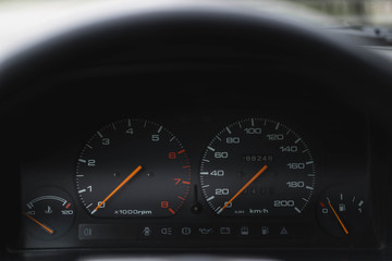 Old car interior gauges km