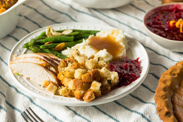 Homemade Thanksgiving Turkey Dinner with Stuffing Potatoes