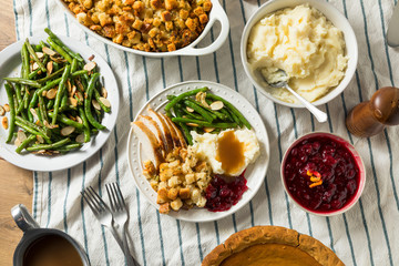Homemade Thanksgiving Turkey Dinner with Stuffing Potatoes