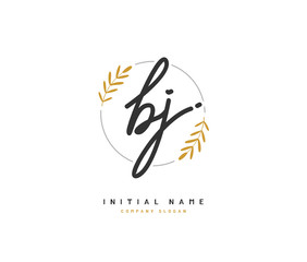 B J BJ Beauty vector initial logo, handwriting logo of initial signature, wedding, fashion, jewerly, boutique, floral and botanical with creative template for any company or business.