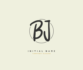 B J BJ Beauty vector initial logo, handwriting logo of initial signature, wedding, fashion, jewerly, boutique, floral and botanical with creative template for any company or business.