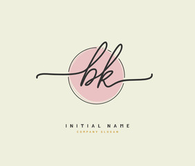 B K BK Beauty vector initial logo, handwriting logo of initial signature, wedding, fashion, jewerly, boutique, floral and botanical with creative template for any company or business.