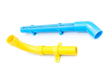 Blue and Yellow PVC Pipes and Fittings