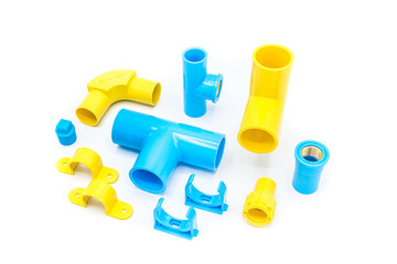 Blue and Yellow PVC Fittings