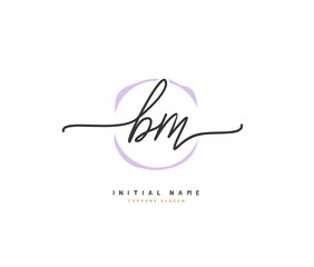 B M BM Beauty vector initial logo, handwriting logo of initial signature, wedding, fashion, jewerly, boutique, floral and botanical with creative template for any company or business.